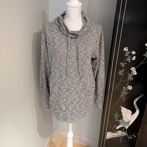 prAna Frieda Top Women's Medium Sweatshirt Grey Scrunch Cowl Neck Joey Pocket 43